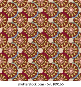 New color seamless pattern with many flower.