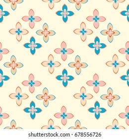 New color seamless pattern with many flower.
