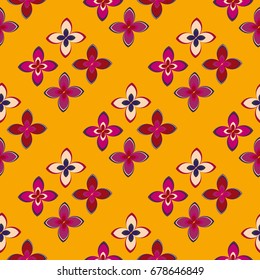 New color seamless pattern with many flower.