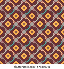 New color seamless pattern with many flower.