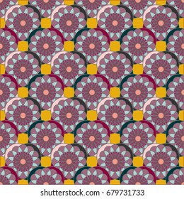 New color seamless pattern with many flower.