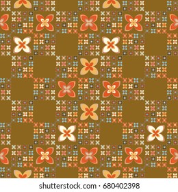 New color seamless pattern with many flower.