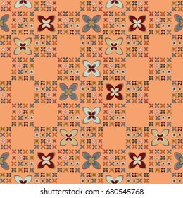 New color seamless pattern with many flower.