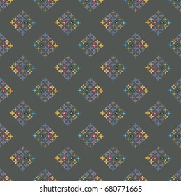 New color seamless pattern with many flower.