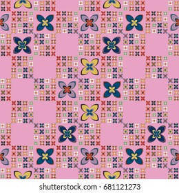 New color seamless pattern with many flower.