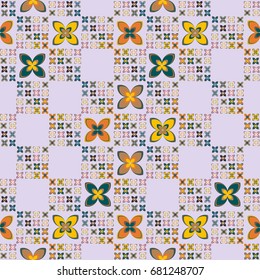New color seamless pattern with many flower.
