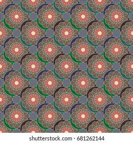 New color seamless pattern with many flower.