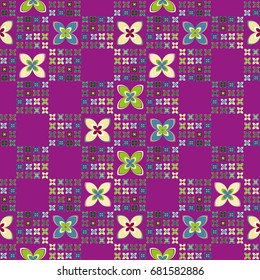 New color seamless pattern with many flower.