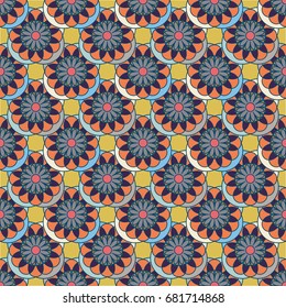New color seamless pattern with many flower.
