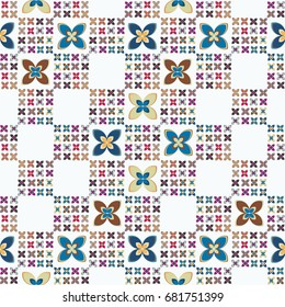 New color seamless pattern with many flower.