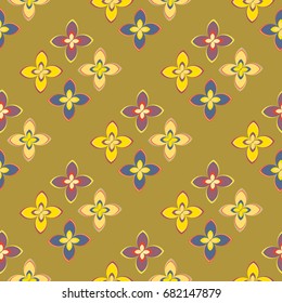 New color seamless pattern with many flower.