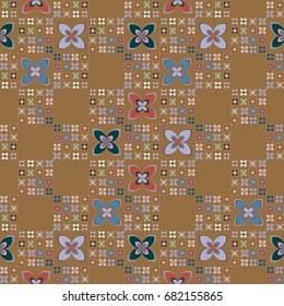 New color seamless pattern with many flower.