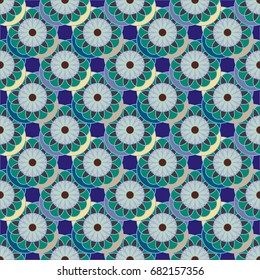 New color seamless pattern with many flower.