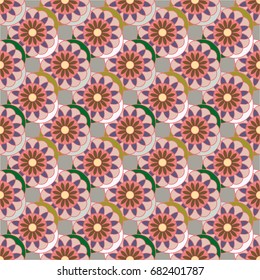 New color seamless pattern with many flower.
