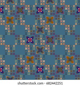 New color seamless pattern with many flower.