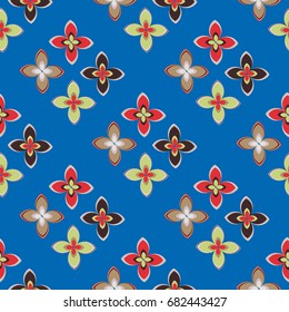 New color seamless pattern with many flower.