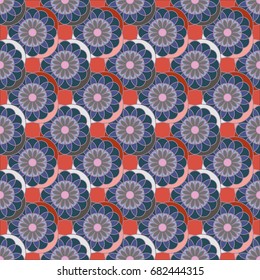 New color seamless pattern with many flower.