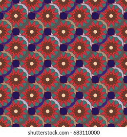 New color seamless pattern with many flower.