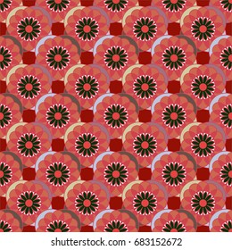 New color seamless pattern with many flower.