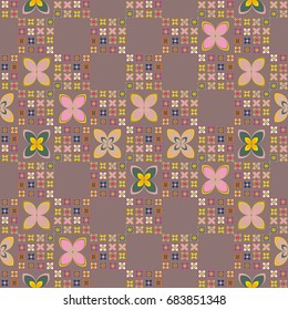 New color seamless pattern with many flower.