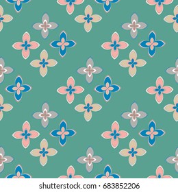 New color seamless pattern with many flower.