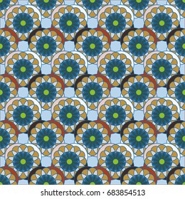 New color seamless pattern with many flower.