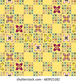 New color seamless pattern with many flower.