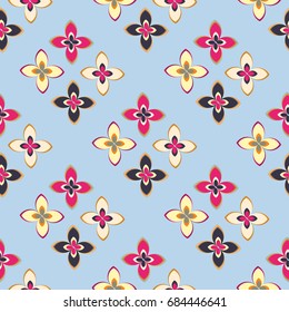 New color seamless pattern with many flower.