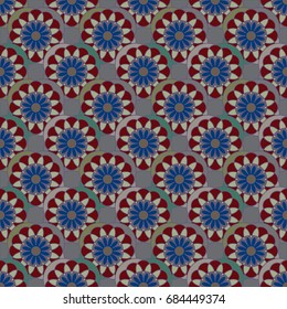 New color seamless pattern with many flower.
