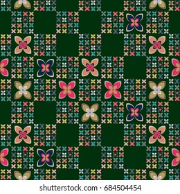New color seamless pattern with many flower.