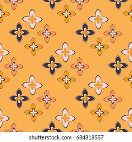 New color seamless pattern with many flower.