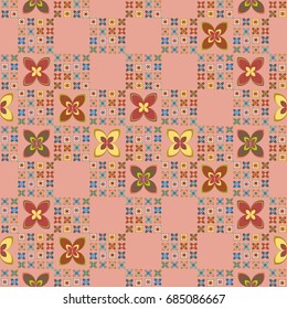 New color seamless pattern with many flower.