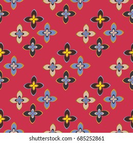 New color seamless pattern with many flower.