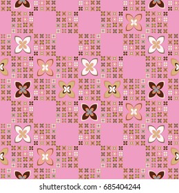 New color seamless pattern with many flower.