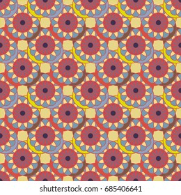 New color seamless pattern with many flower.