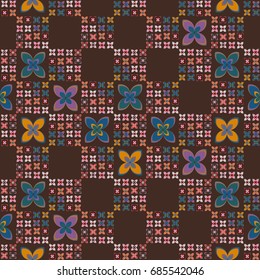 New color seamless pattern with many flower.