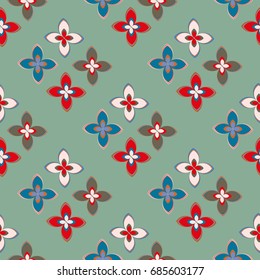 New color seamless pattern with many flower.
