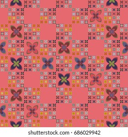 New color seamless pattern with many flower.