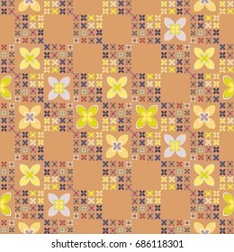 New color seamless pattern with many flower.