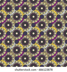 New color seamless pattern with many flower.