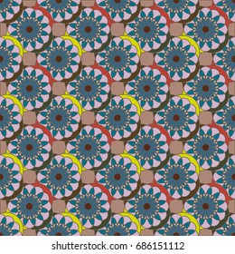 New color seamless pattern with many flower.
