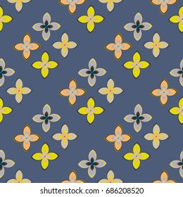 New color seamless pattern with many flower.