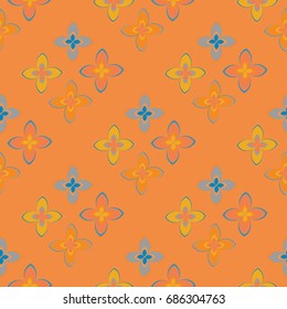 New color seamless pattern with many flower.
