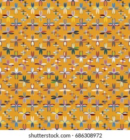 New color seamless pattern with many flower.