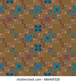 New color seamless pattern with many flower.