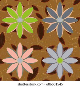 New color seamless pattern with many flower.