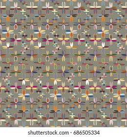 New color seamless pattern with many flower.