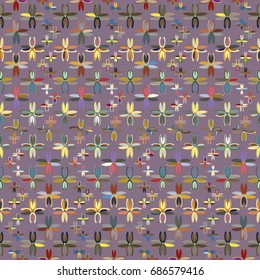 New color seamless pattern with many flower.