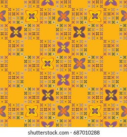 New color seamless pattern with many flower.