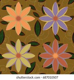New color seamless pattern with many flower.